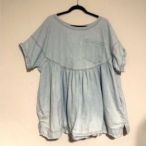Free People Light Blue Tunic Top